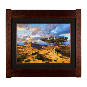  Framed art piece depicting Golden Torrey Bluffs landscape set in a mortise & tenon frame with coal liner.