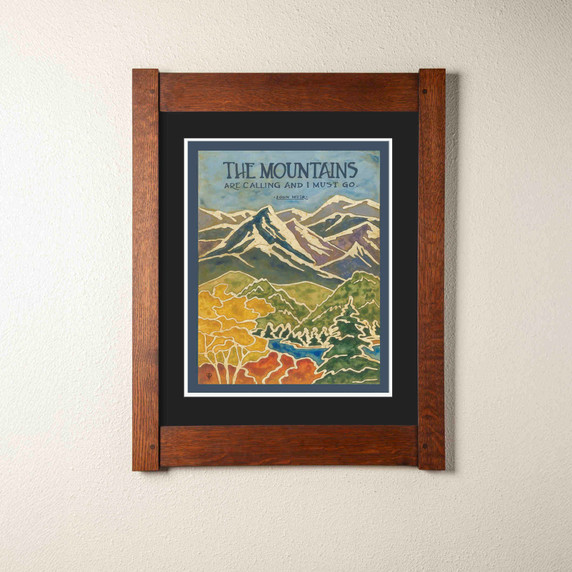  Arts & Crafts style landscape print by Julie Leidel featuring John Muir's famous quote 