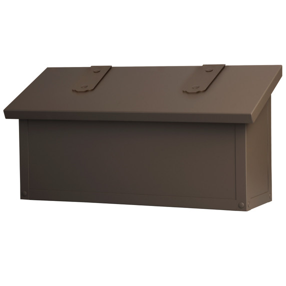  A classic, solid brass, horizontal mailbox with a powder coat bronze finish.