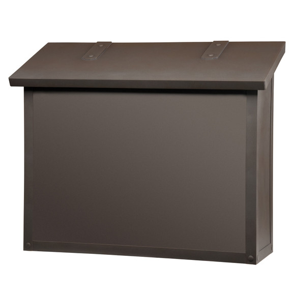  A classic, solid brass, large mailbox with a powder coat bronze finish.