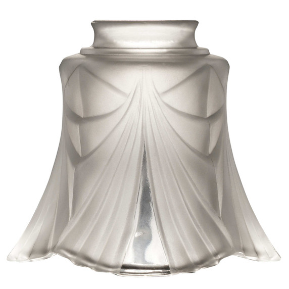  An Art Deco style glass shade for light fixtures with a drapery or curtain design pattern. It has a round, 2.25