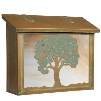 Large Rustic Mailbox with Oak Tree Artwork