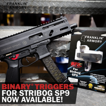 Franklin Armory® Now Shipping the New Binary Firing System®  for Grand Power Stribog SP9 Franklin Armory® Now Shipping the New Binary Firing System®  for Grand Power Stribog SP9