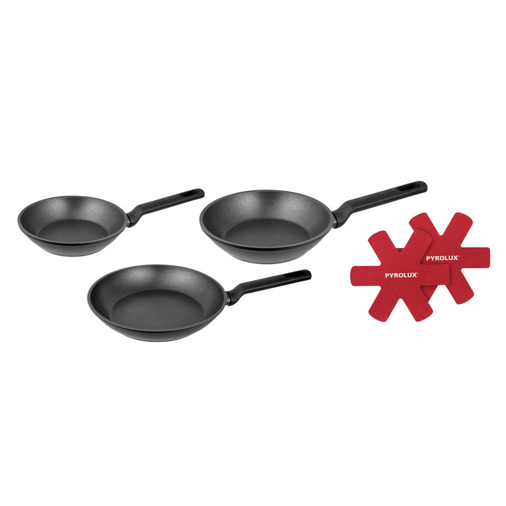 PYROLUX X-TREME 3 Piece Set - 20, 24, 28cm Fry Pans, 2 Pan Protectors