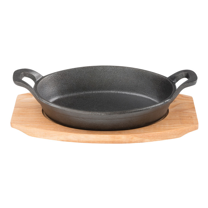 PYROCAST 17cm x 12.5cm Oval Gratin with Maple Tray