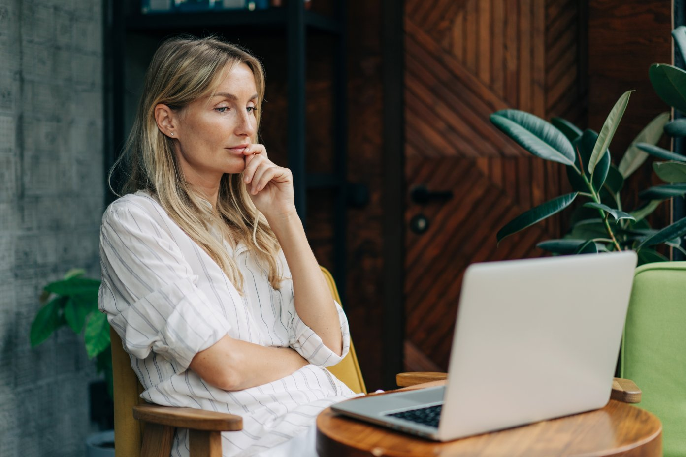 Woman working on laptop