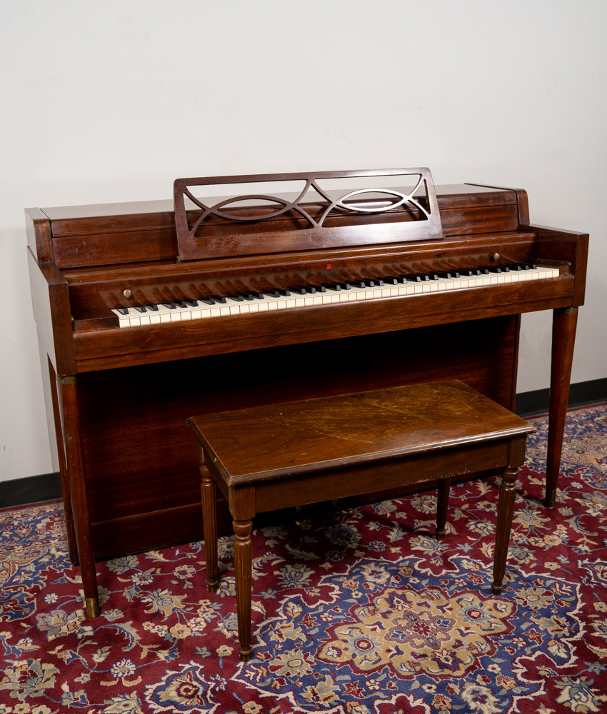 Bremen Spinet Piano or Polished Mahogany