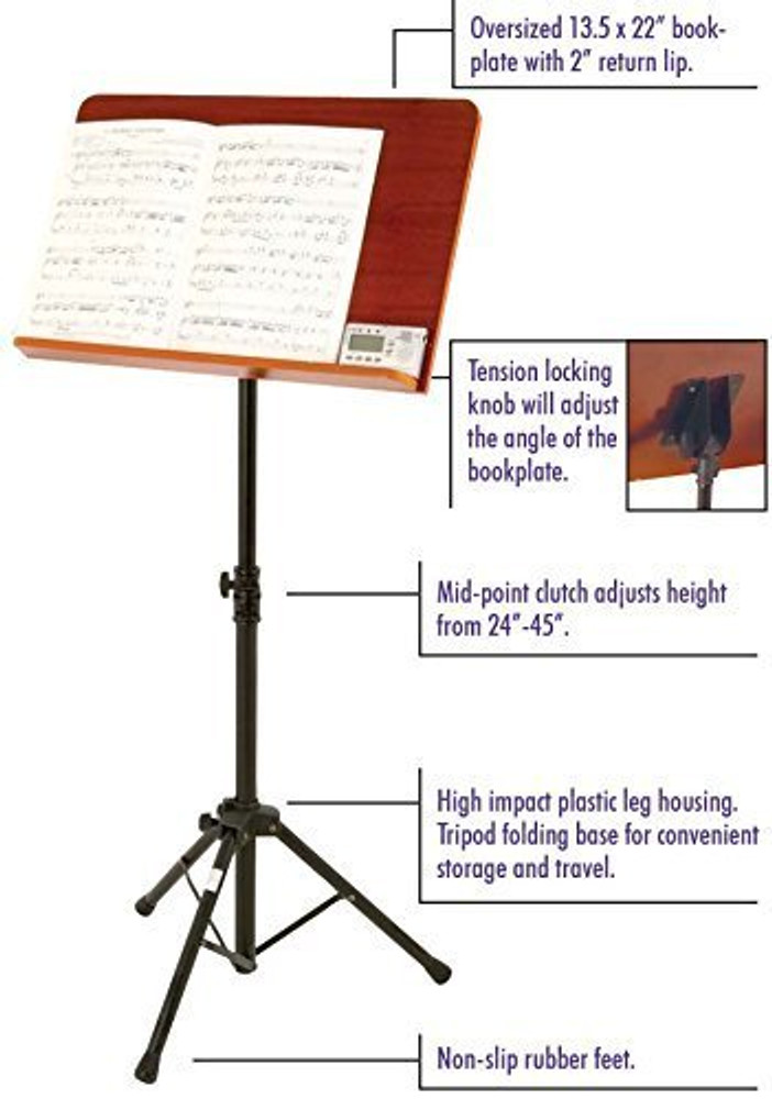 On-Stage On-Stage SM7312W Conductor Stand with Wide Wooden Bookplate