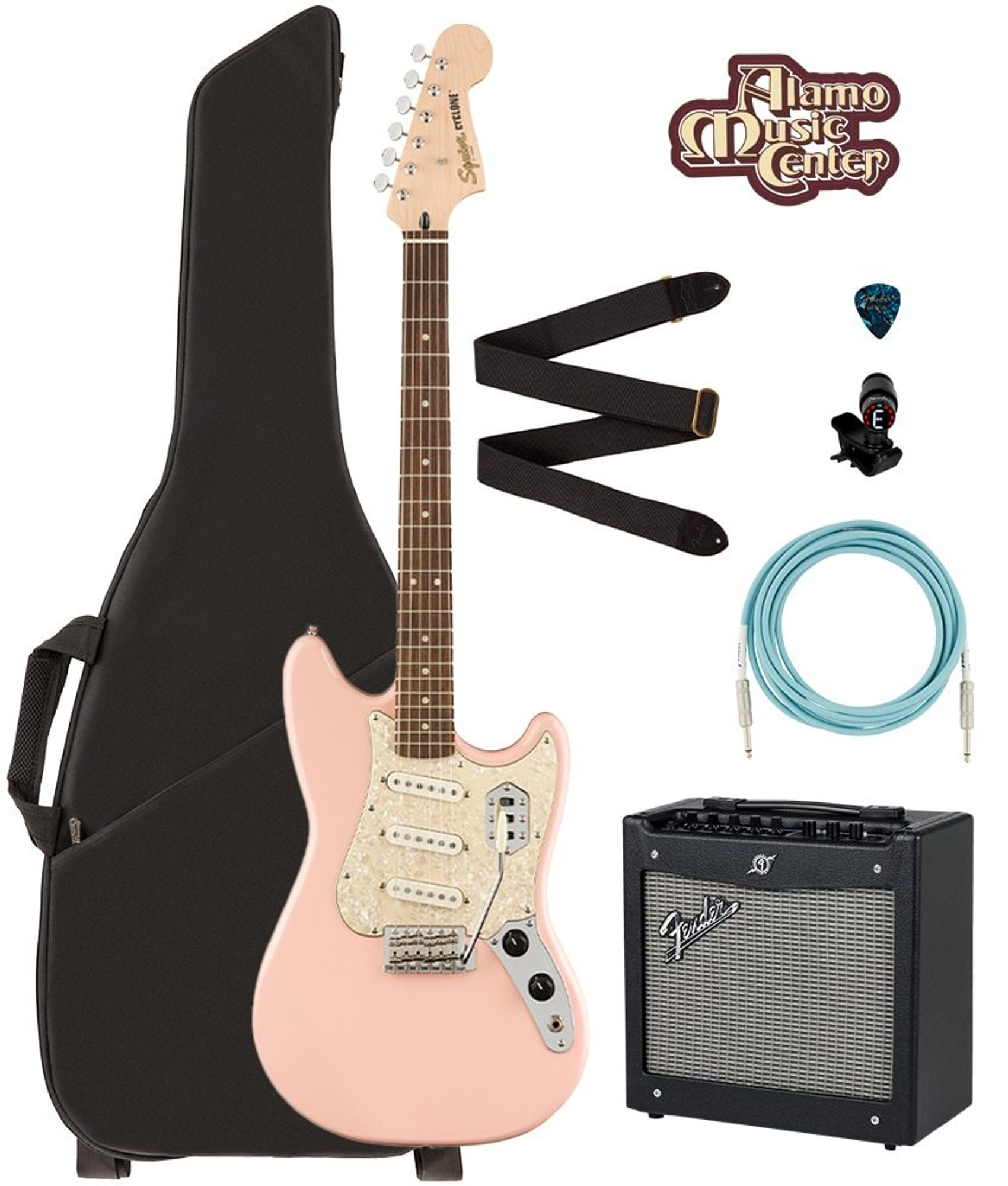 Squier by Fender Paranormal Cyclone, Laurel Fingerboard, Shell Pink Bundle  w/ Gig Bag