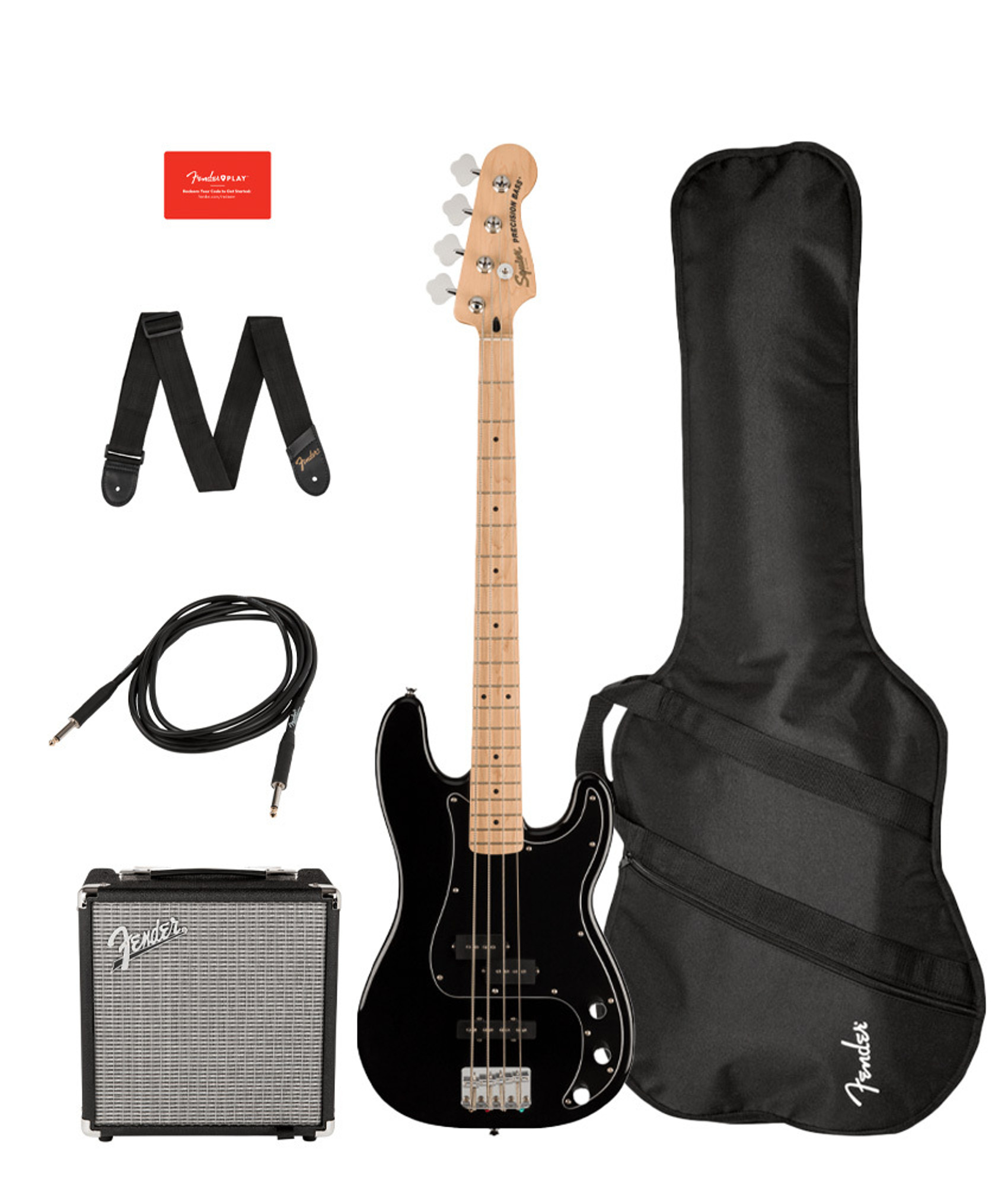 Squier AFF P BASS、チューナー、ストラップ-