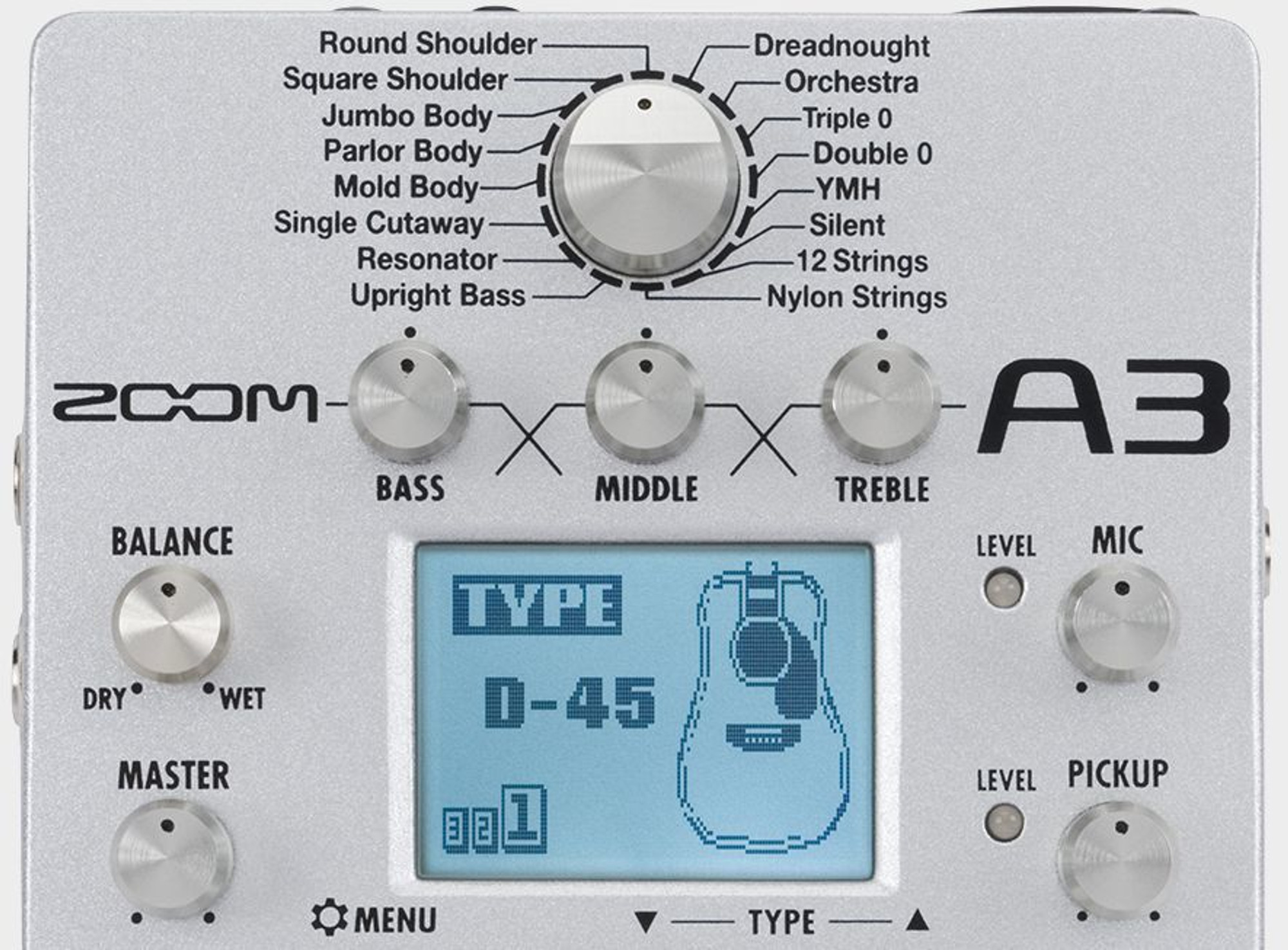 Zoom A3 Pre-Amp and Effects Pedal for Acoustic Guitar