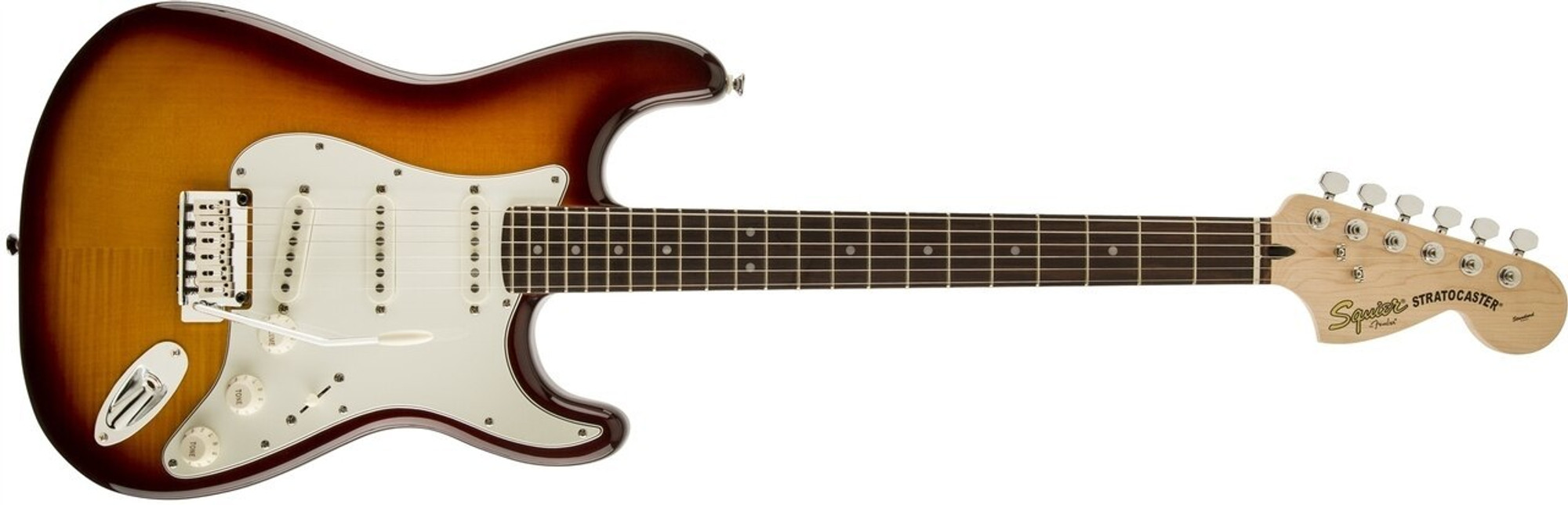 Squier Limited Edition Standard Stratocaster Flamed Maple Top - Amber  Burst/Indian Laurel