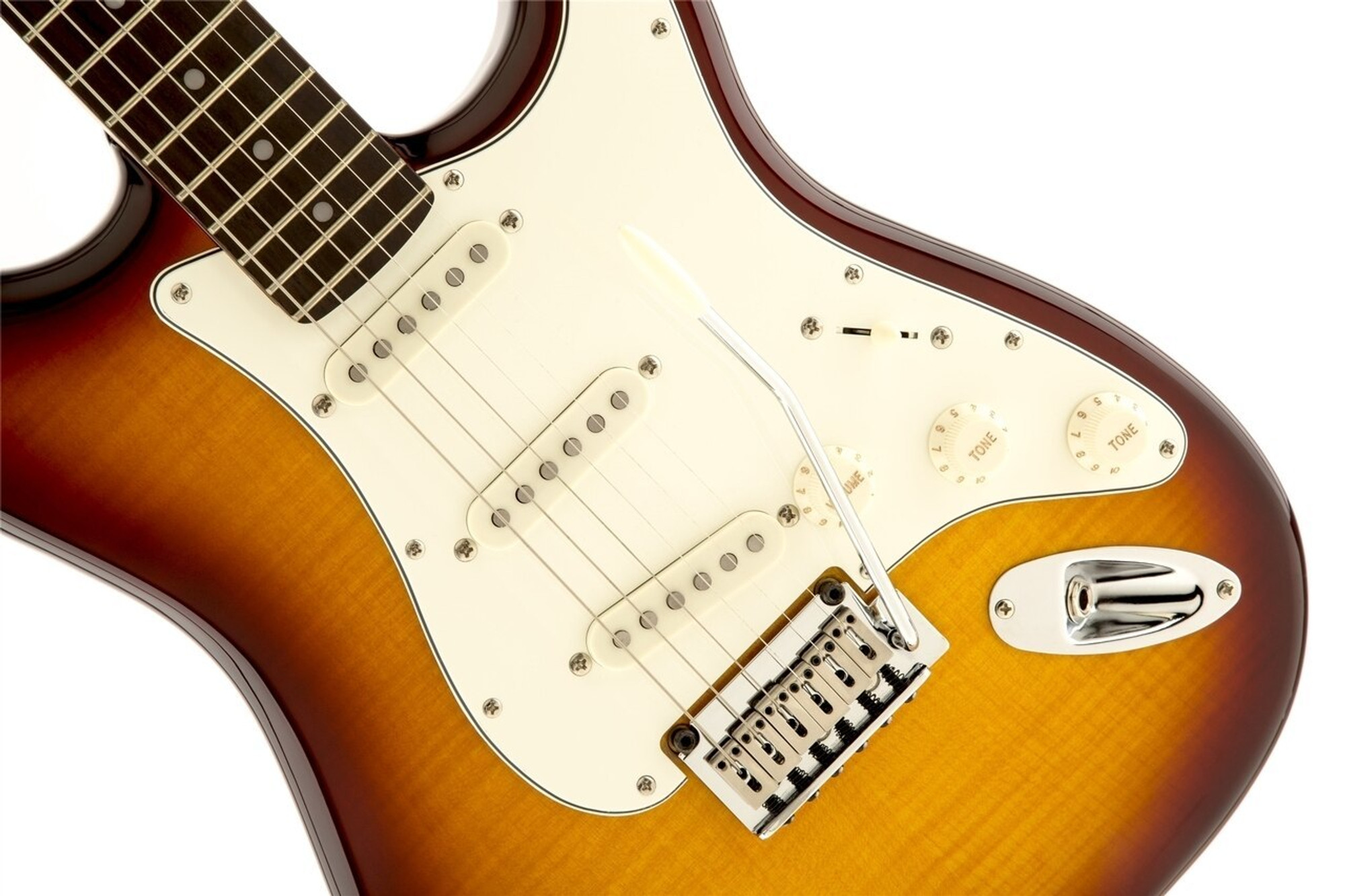 Squier Limited Edition Standard Stratocaster Flamed Maple Top - Amber  Burst/Indian Laurel