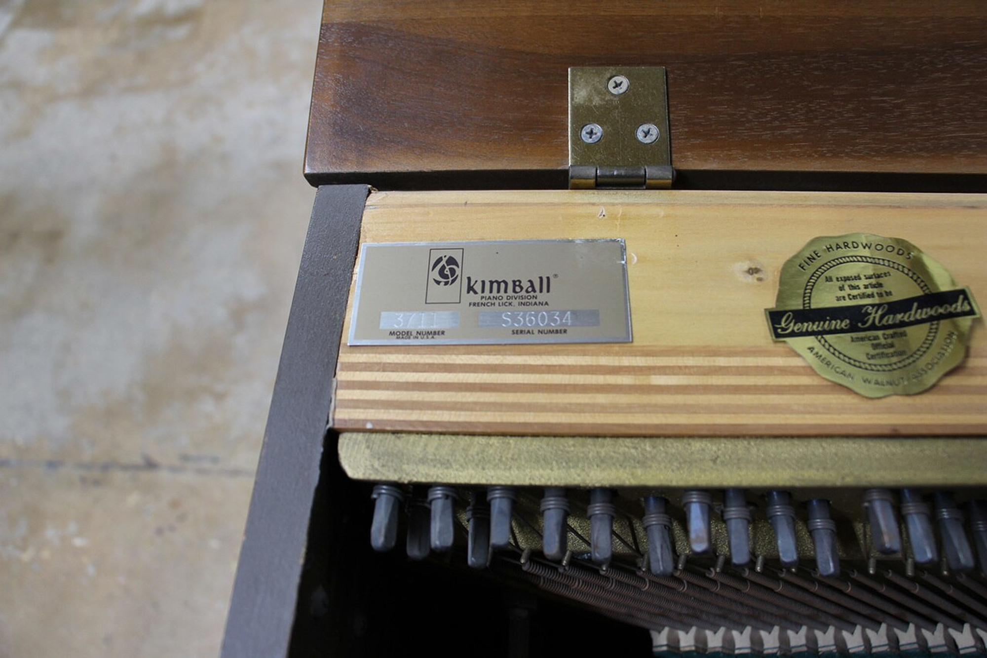 whitney by kimball piano serial number location