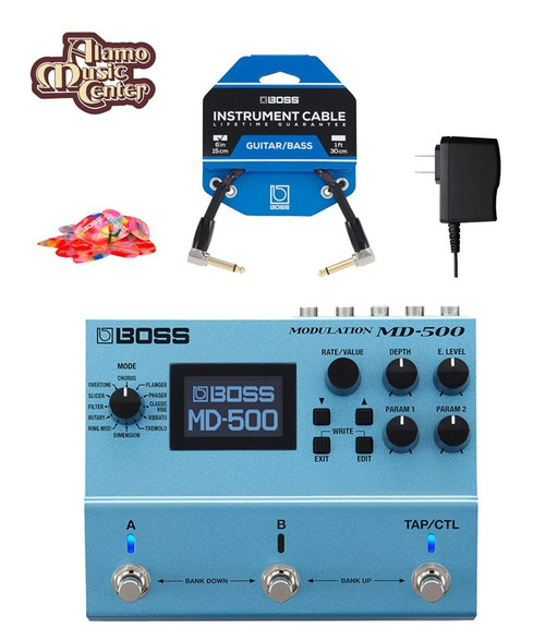 Boss MD-500 Modulation Pedal Bundle w/ AC Adapter