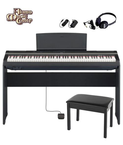 Yamaha P-125A Black Digital Piano Bundle w/ Bench and Stand