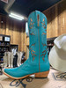 FENOGLIO - WOMEN'S TURQUOISE BOOTS WITH GOLD ACCENTS