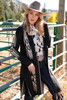 CRUEL- WOMEN'S DUSTER IN BLACK WITH AZTEC DESIGN