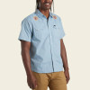 HOWLER BROTHERS- MEN'S CROSSCUT DELUXE SHORT SLEEVE SHIRT IN BEACH BLOOMS: BLUE CHAMBRAY