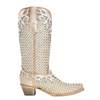 CORRAL - WOMEN'S WHITE GLITTER WOVEN OVERLAY SNIP TOE COWBOY BOOTS
