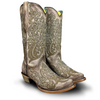 CORRAL - WOMEN'S CAMEL OVERLAY EMBROIDERY AND CRYSTALS SNIP TOE BOOTS