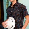 RAISED BY COYOTES- MEN'S TEXAS BBQ NIGHTS PEARL SNAP SHIRT IN BLACK