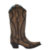 CORRAL - WOMEN'S BLACK EMBROIDERY WITH CRYSTALS AND STUDS BROWN SNIP TOE COWBOY BOOTS