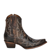 CORRAL - WOMEN'S BLACK AND BROWN EMBROIDERY AND ZIPPER ANKLE BOOTS