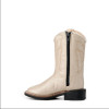 OLD WEST - GIRL'S SHINY CREAM PEARL WESTERN SQUARE TOE BOOTS