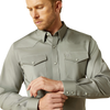 ARIAT - MEN'S SOLID TWILL FITTED LONG SLEEVE SHIRT IN GREY