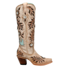 CORRAL - WOMEN'S STRAW LASER FLOWERS AND BIRDS INLAY AND CRYSTALS TALL TOP SNIP TOE COWBOY BOOT
