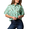 KIMES RANCH - WOMEN'S RANCHERO CROP SHIRT IN TURQUOISE
