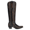 CORRAL - WOMEN'S FLORAL EMBROIDERY BLACK AND HONEY SNIP TOE TALL TOP COWBOY BOOTS