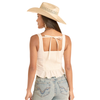 ROCK & ROLL - WOMEN'S WHITE EYELET INSET TOP IN NATURAL