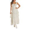 ROCK & ROLL - WOMEN'S JADE FLORAL RUFFLE TIERED MAXI DRESS IN BLUE