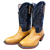 FENOGLIO - MEN'S YELLOW FULL QUILL OSTRICH BOOTS IN BLACK