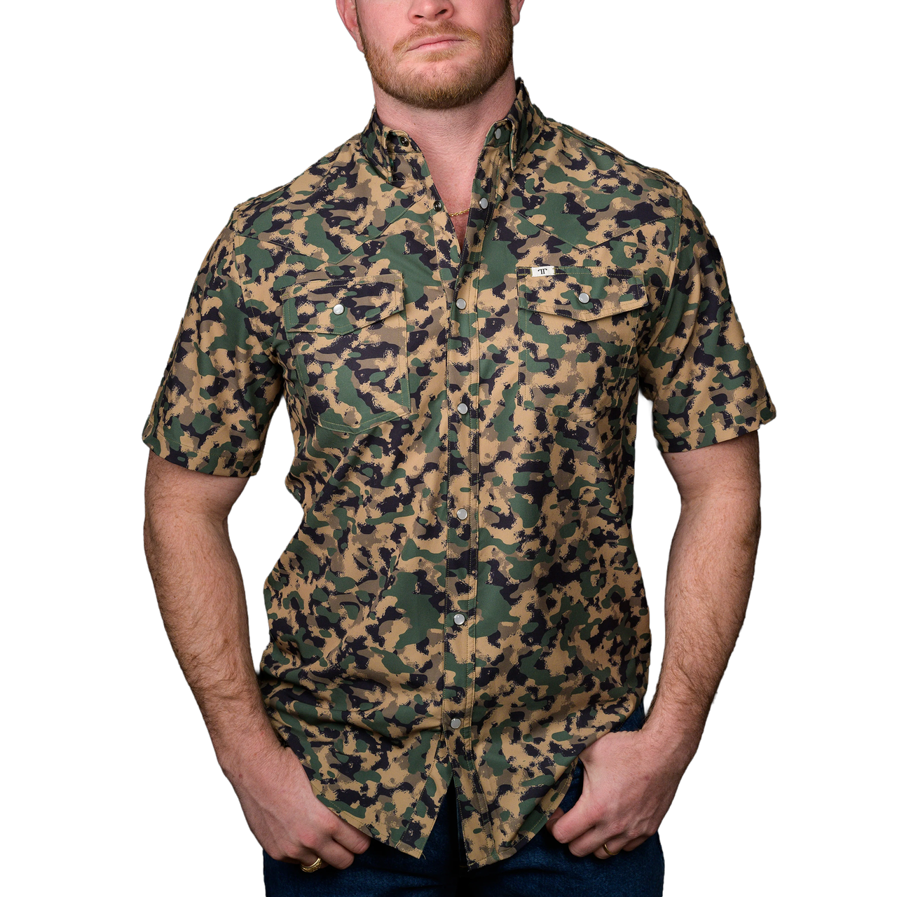mens camo dress shirts JUUYY Men Camouflage Western Style Shirt Camo Long Sleeve Shirts Casual Button Down Shirts with 2 Flap Pocket Black#1 L