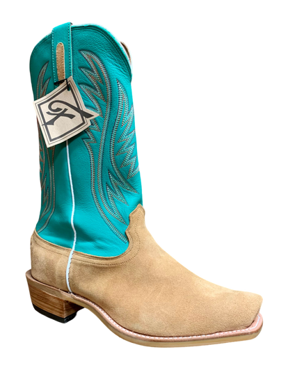 FENOGLIO - MEN'S BRONZE ROUGHOUT WITH JADE TOP BOOTS