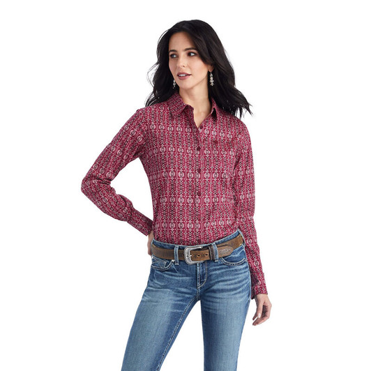ARIAT- WOMEN'S KIRBY STRETCH SHIRT IN ALMA RED MULTI