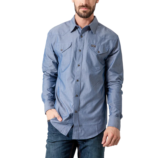KIMES RANCH - MEN'S TUSCON LONG SLEEVE SHIRT IN INDIGO