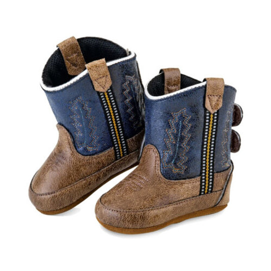 OLD WEST- BABY POPPETS IN TAN & BLUE