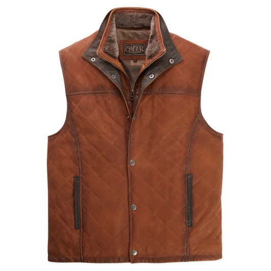 MADISON CREEK- MEN'S BEAVER CREEK LIGHTWEIGHT LEATHER VEST IN BOURBON