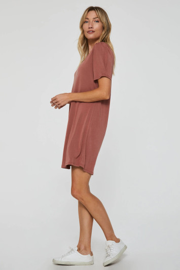 ANOTHER LOVE- WOMEN'S SPENCER SHIRRED DRESS IN ADOBE
