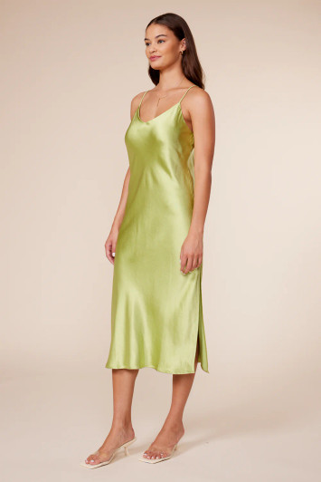 LUCY PARIS- WOMEN'S COLETTE SLIP DRESS IN LIME GREEN