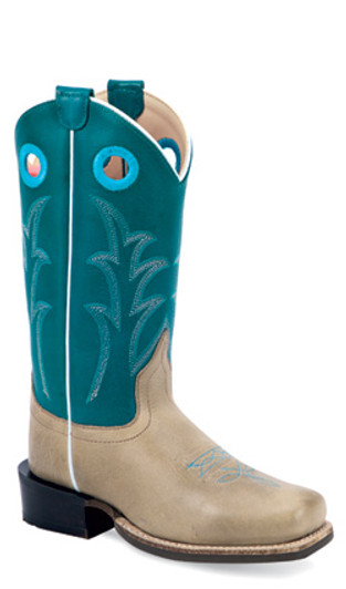 OLD WEST- CHILDREN'S CACTUS IVORY & TURQUOISE BOOTS