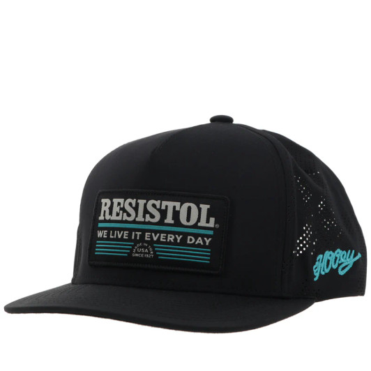 HOOEY- "RESISTOL" PATCH HAT IN BLACK WITH BLUE