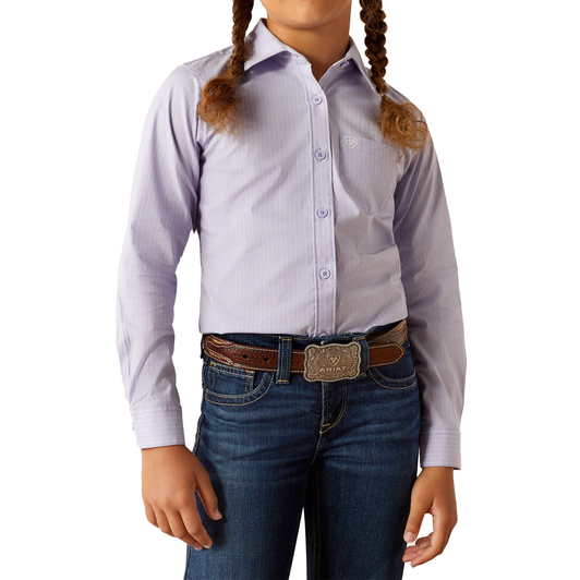 YOUTH - GIRL'S KIRBY LONGSLEEVE SHIRT IN SWEET LAVENDER STRIPE
