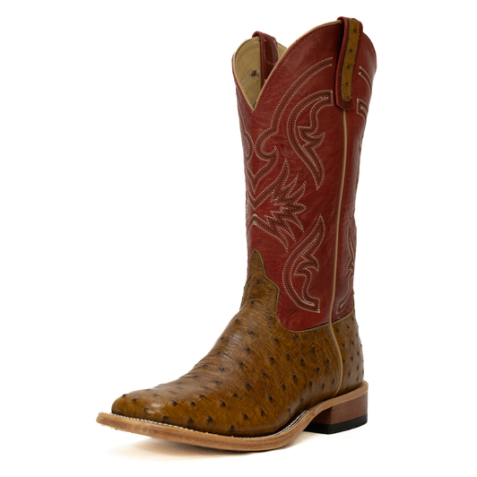 ANDERSON BEAN - MEN'S ANTIQUE SADDLE FULL QUILL OSTRICH RED FOOLS BOOTS