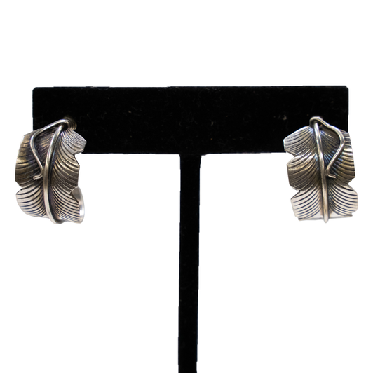SUNWEST SILVER - FEATHER HOOPS EARRINGS