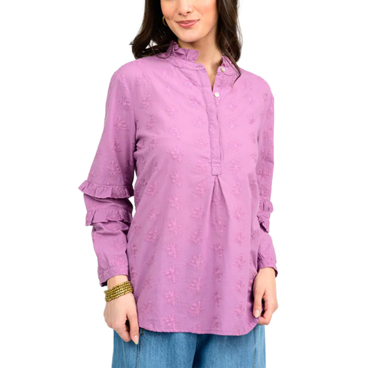 IVY JANE - WOMEN'S EYELET POPOVER SHIRT IN PURPLE